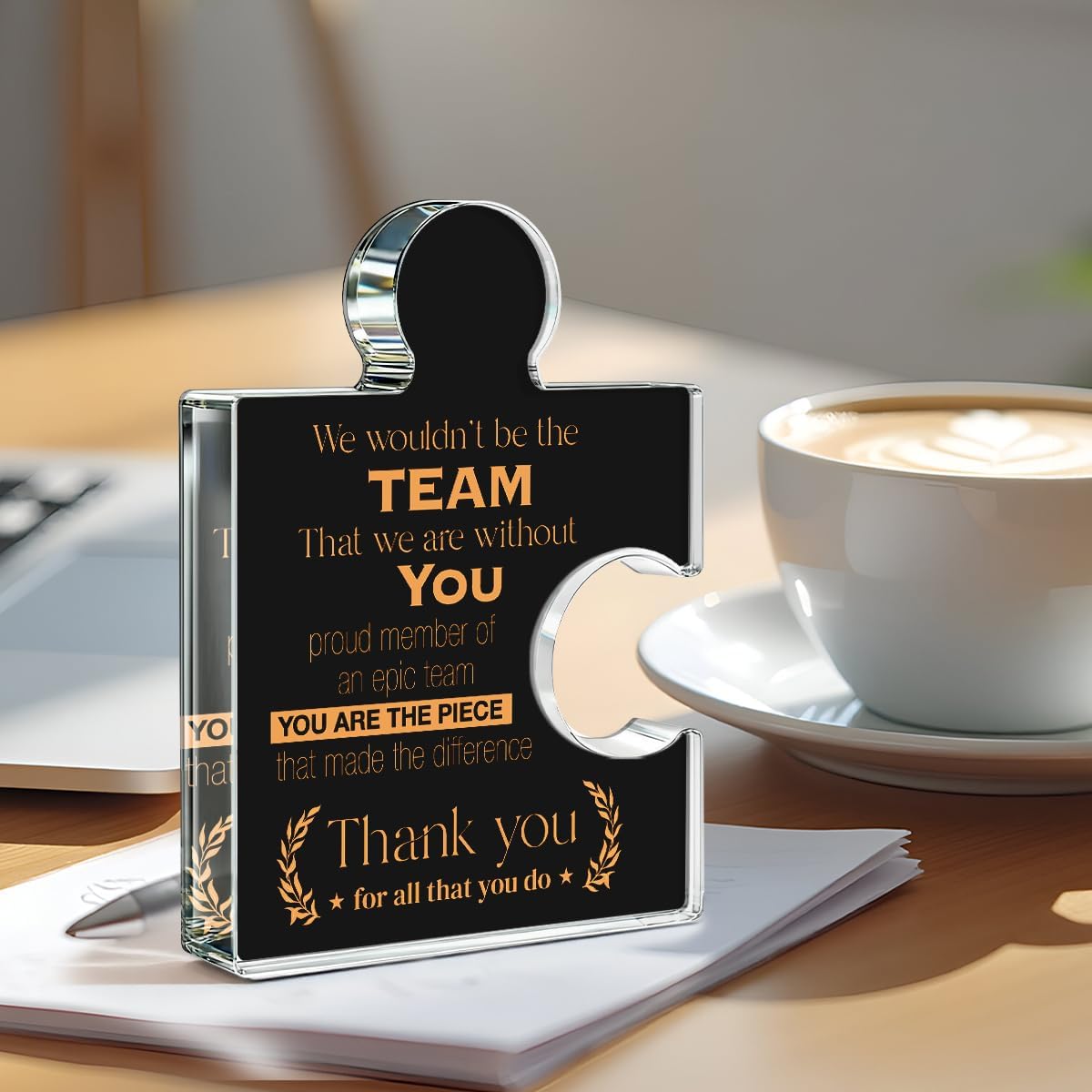 Teams Appreciation Gifts Thank You Gift for Coworkers Colleagues Employees Boss, Best Team Ever Gifts We Wouldn't Be the Team We Are Without You Acrylic Puzzle Piece Plaque Office Decor, Black