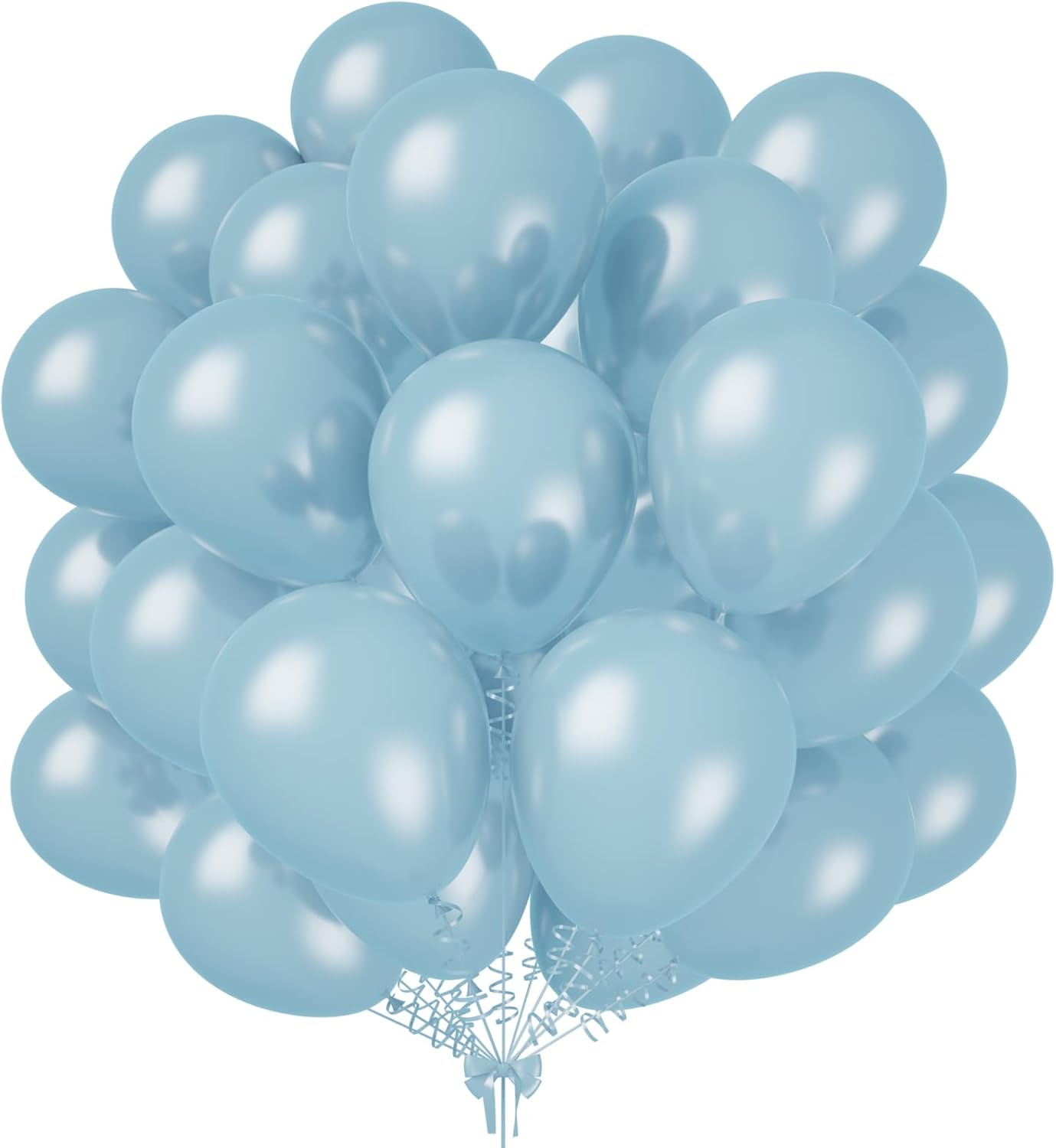 KALOR 12 Inch Pearl Blue Balloons, 50 Pcs Shiny Latex Helium Balloons for Kid's Birthday Party, Baby Shower, Wedding, Graduate Party Decorations