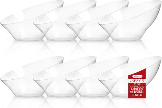 Liacere 16 Pack Clear Plastic Serving Bowls - 20 OZ Clear Disposable Bowls Candy Bowl - Candy Bowl for office Chip,Salad & Fruit - Ideal for Party & Wedding & Halloween