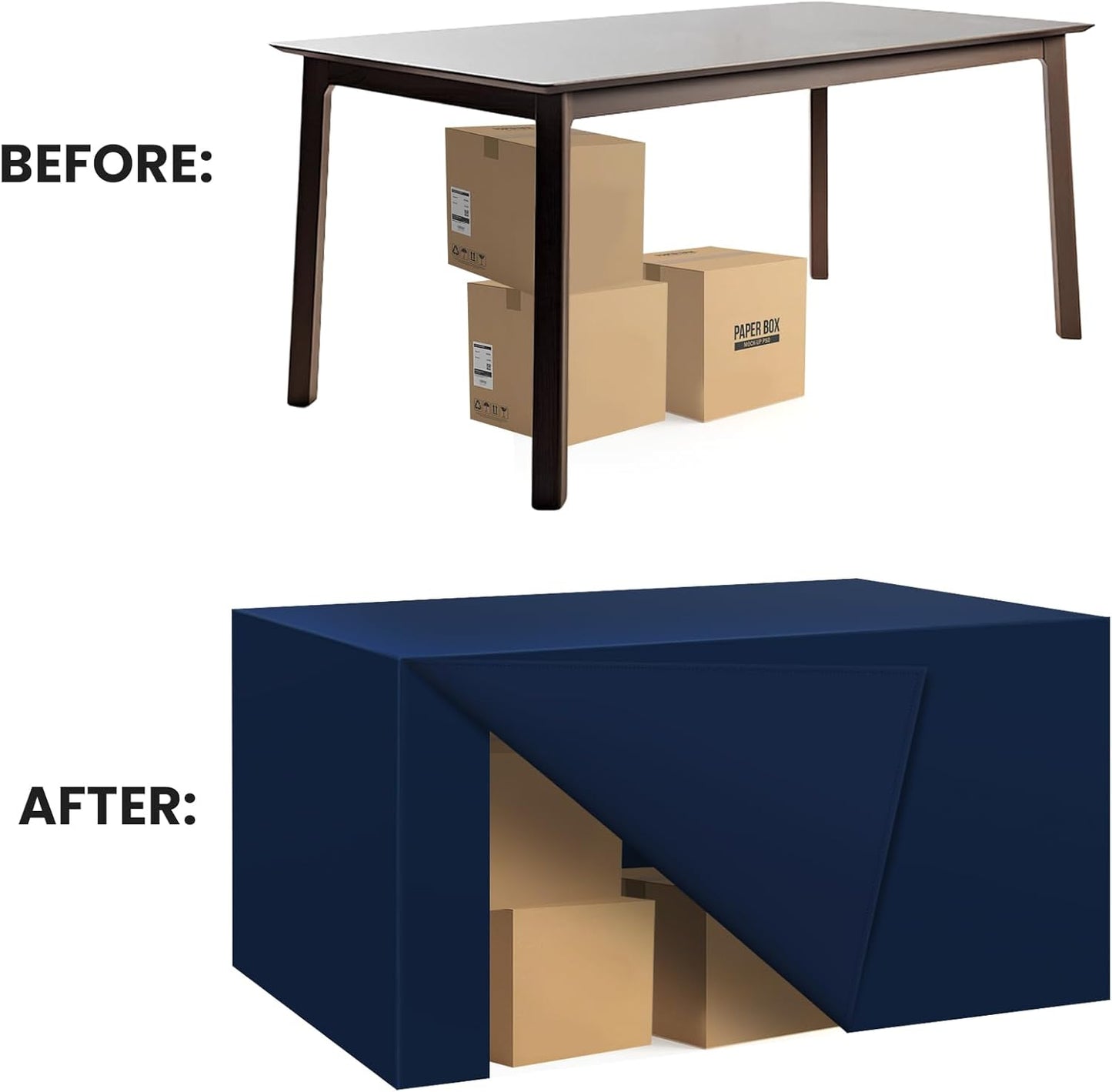 Ascoza 2 Pack Fitted Tablecloth for 4 Foot Rectangle Tables 48 x 24 Inch Navy Table Covers Water Resistant Polyester Table Cloth for Wedding,Parties,Display, Trade Show (Navy)