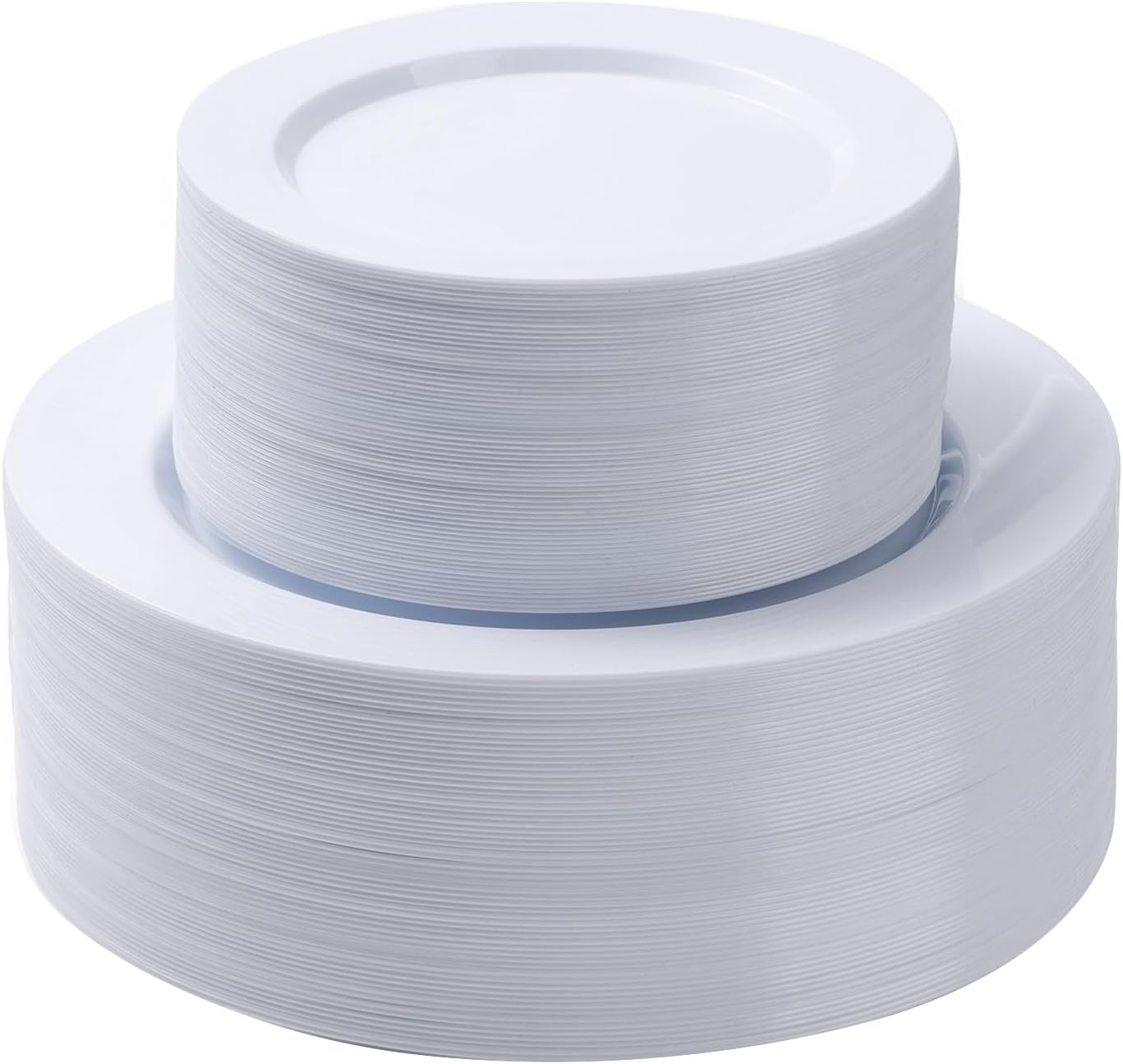 100PCS White Plastic Plates Set, 50 10.25 inch Dinner Plate and 50 7.5 inch Dessert Plates, Premium Disposable Plates for Party, Wedding