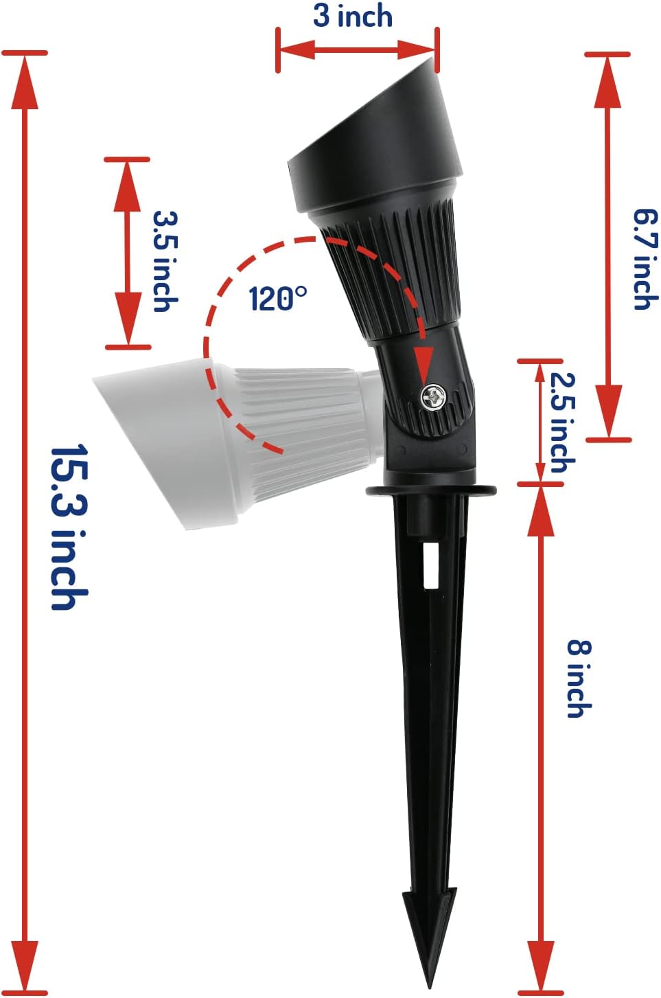 4W LED Landscape Lights Low Voltage Landscape Lighting Spotlights GL106-BKLED8 AC/DC 12V Warm White Waterproof for Driveway,Yard, Lawn,Patio,Walls,Trees,Flags,Outdoor Light (Black, 8 Pack)