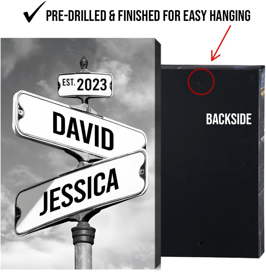 Personalized Vintage Street Sign For Couples Canvas, Best Gift For Сouple, Christmas Gifts for Her Him, Valentines Day Gift for Girlfriend Boyfriend, Wedding Anniversary Street Art Canvas Or Poster