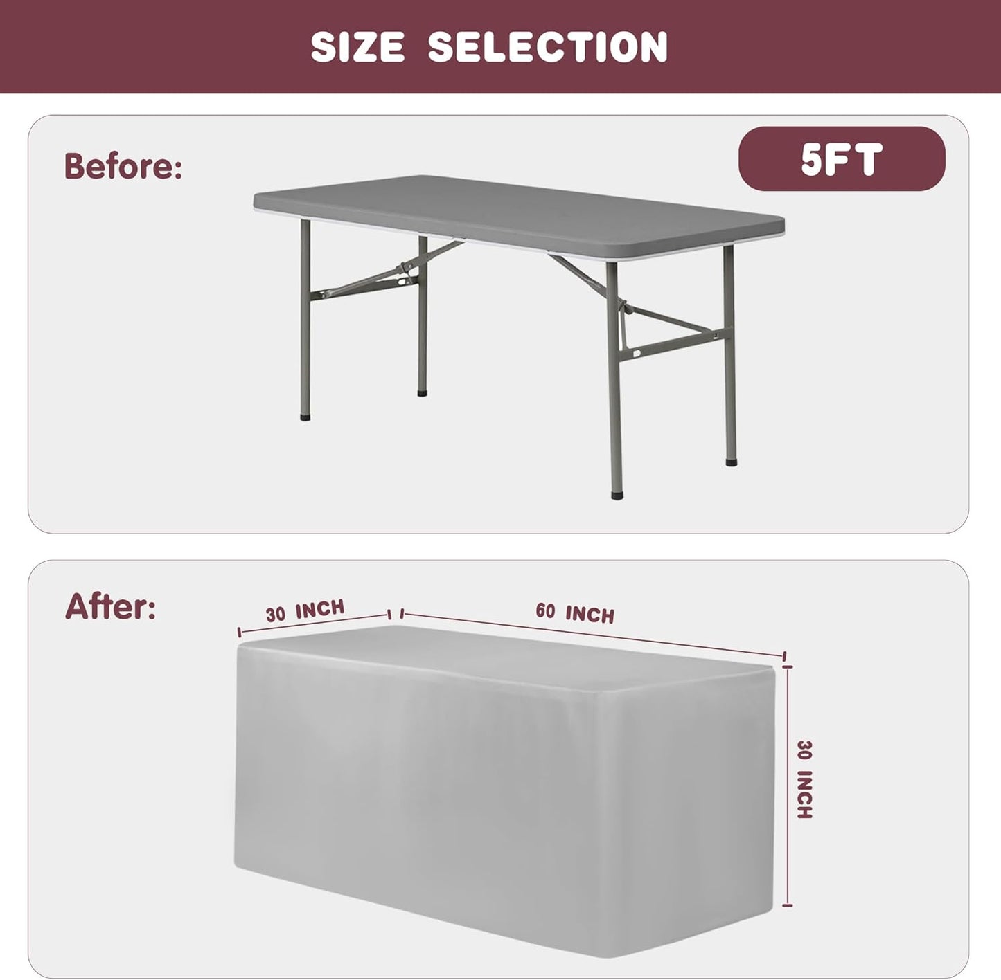 HolidayIdeas 2 Pack Fitted Tableclothes - 60 x 30 Inch - White Rectangle Tablecloths for 5 Foot Tables, Fabric Table Cover Protector for Parties, Holiday Dinner, Wedding, Trade Show