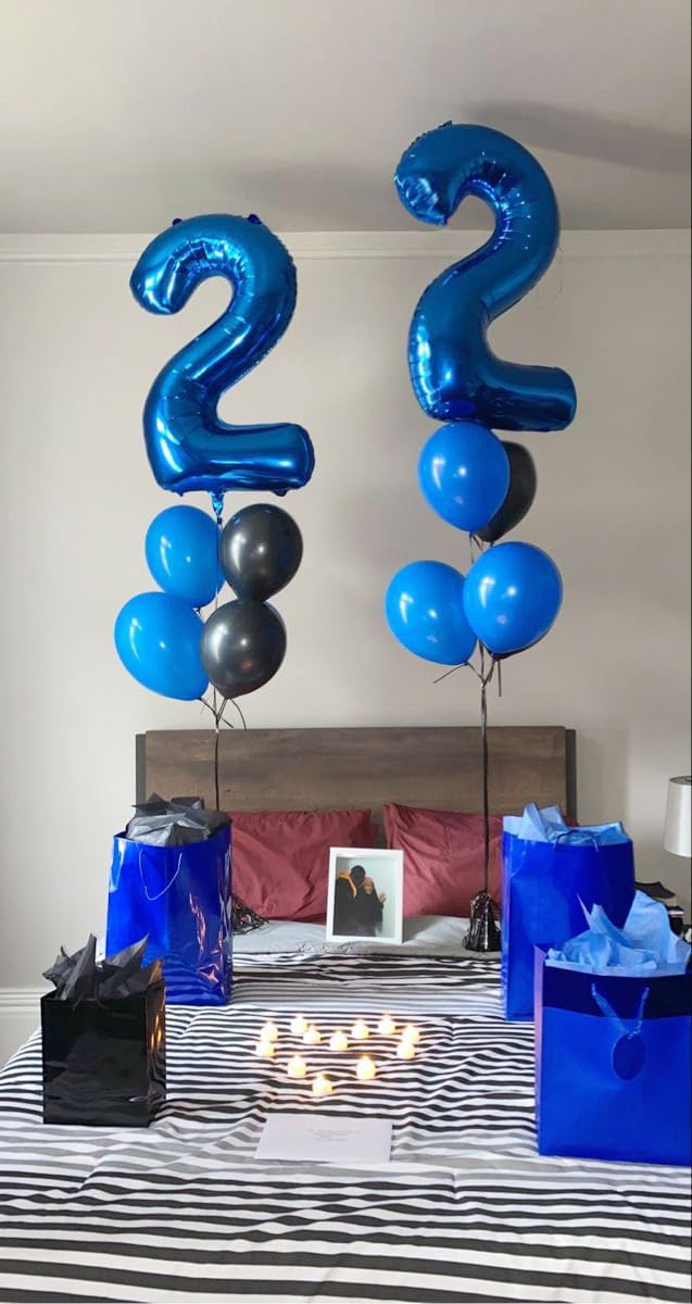 Navy Blue Number 20 Balloon 40 inch, 20 Number Balloons, 20th Navy Blue Birthday Decorations, 20 Year Old Girls Boys Blue Party Supplies