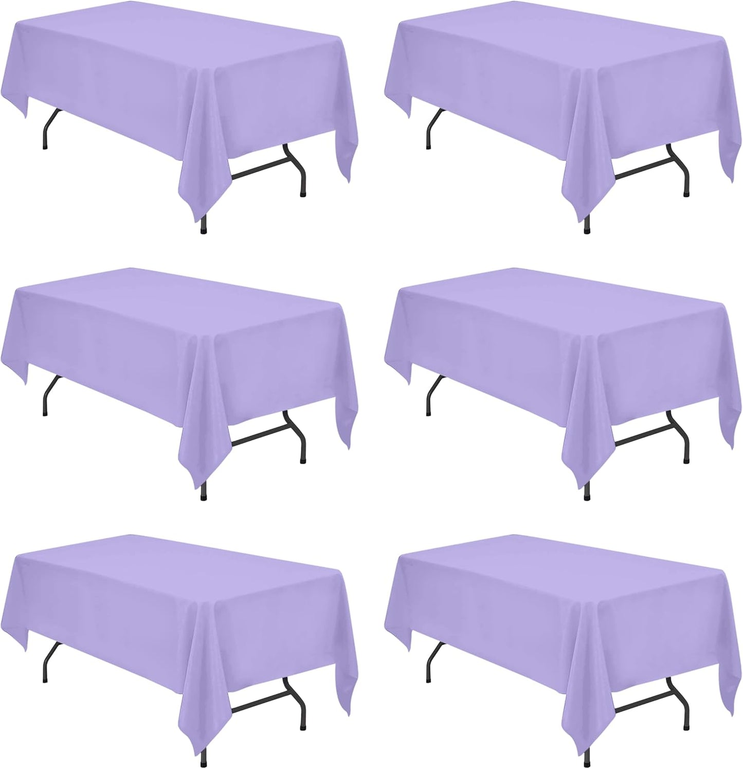 BRILLMAX 6 Pack Lavender Tablecloths for 6 Foot Rectangle Tables 60 x 102 Inch - 6ft Rectangular Bulk Linen Polyester Fabric Washable Cloth Cover for Wedding Reception Banquet Birthday Party