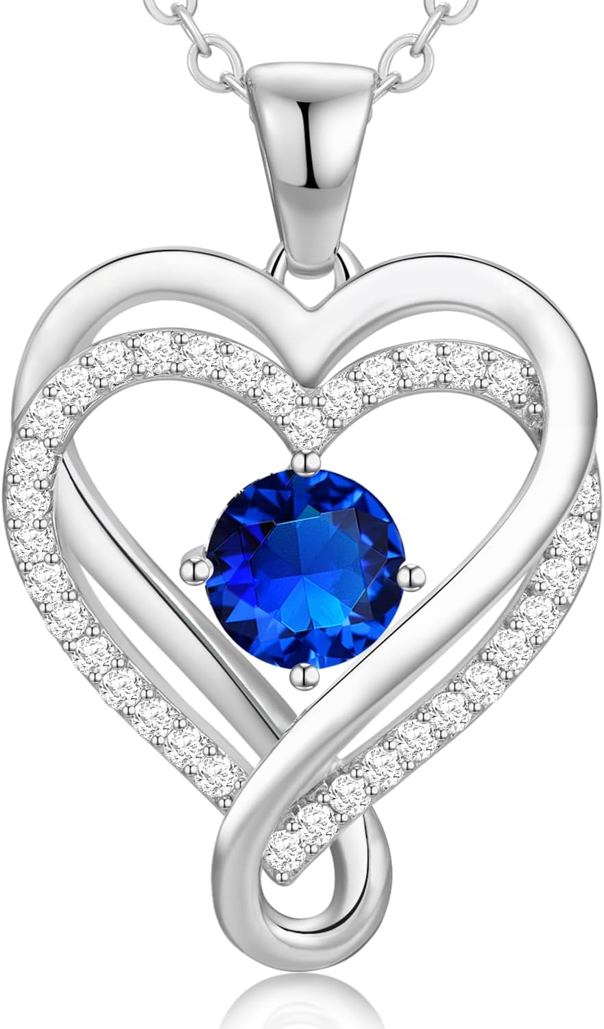 18K Rose Gold Infinity Love Heart Birthstone Necklace for Women Wife, Anniversary for Women Wife Birthday Gift for Her Girlfriend Mom Daughters, I Love You Women's Jewelry S925 Sterling Silver