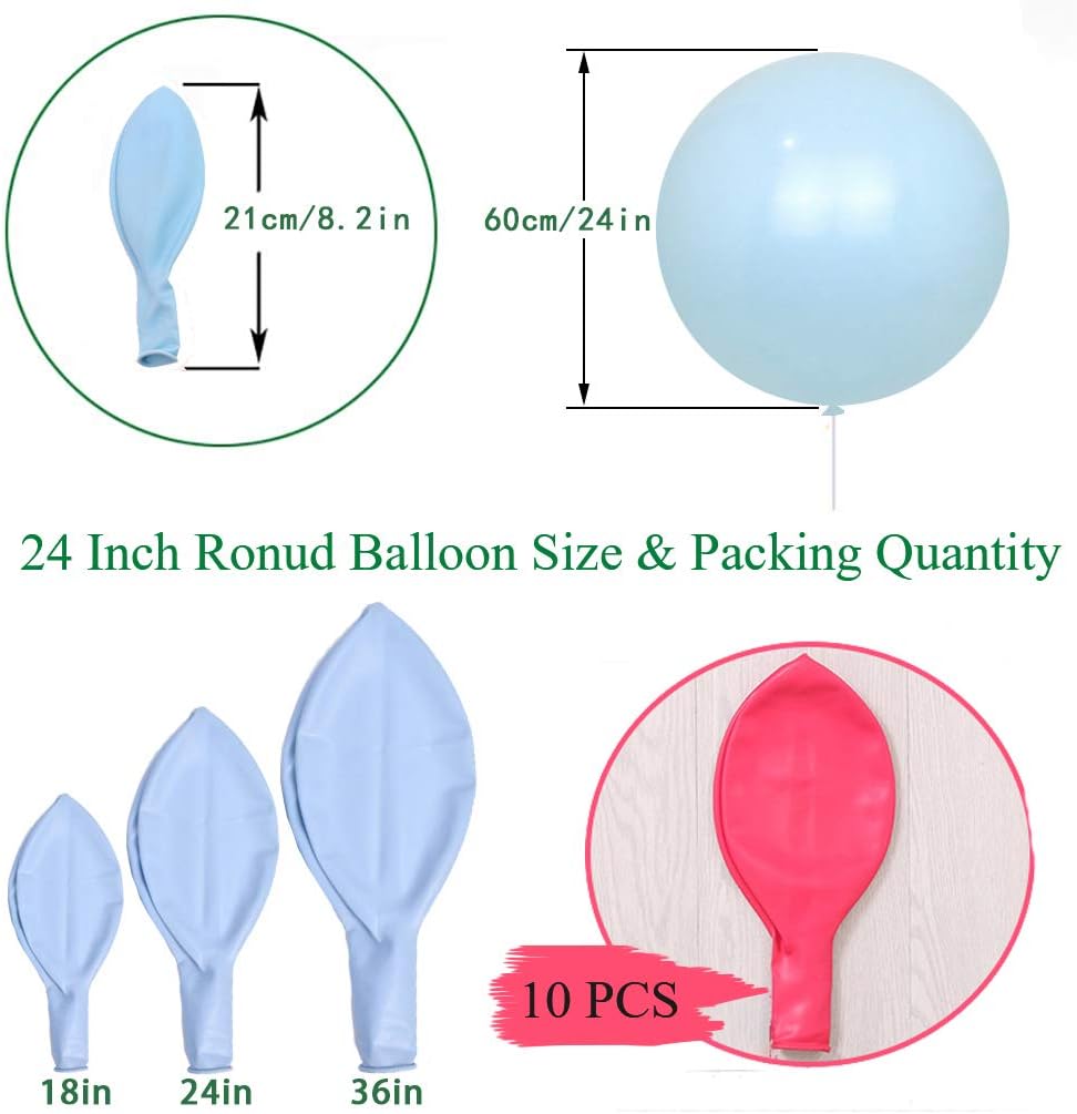 IN-JOOYAA 10Pcs 24 Inch Balloons Hot Pink Giant Round Balloons Large Balloon For Wedding Baby Shower Birthday Party Decorations