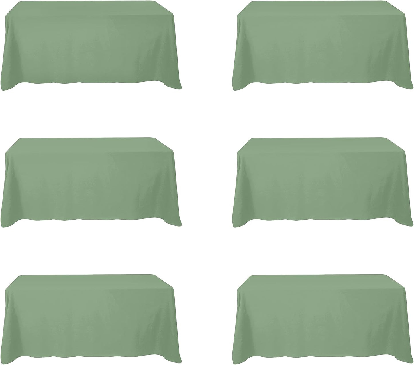 BRILLMAX 6 Pack Sage Green Tablecloths for 6 Foot Rectangle Tables 90 x 132 Inch - 6ft Rectangular Bulk Linen Polyester Fabric Washable Cloth Cover for Wedding Reception Banquet Birthday Party