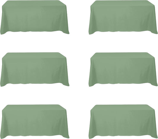 BRILLMAX 6 Pack Sage Green Tablecloths for 6 Foot Rectangle Tables 90 x 132 Inch - 6ft Rectangular Bulk Linen Polyester Fabric Washable Cloth Cover for Wedding Reception Banquet Birthday Party