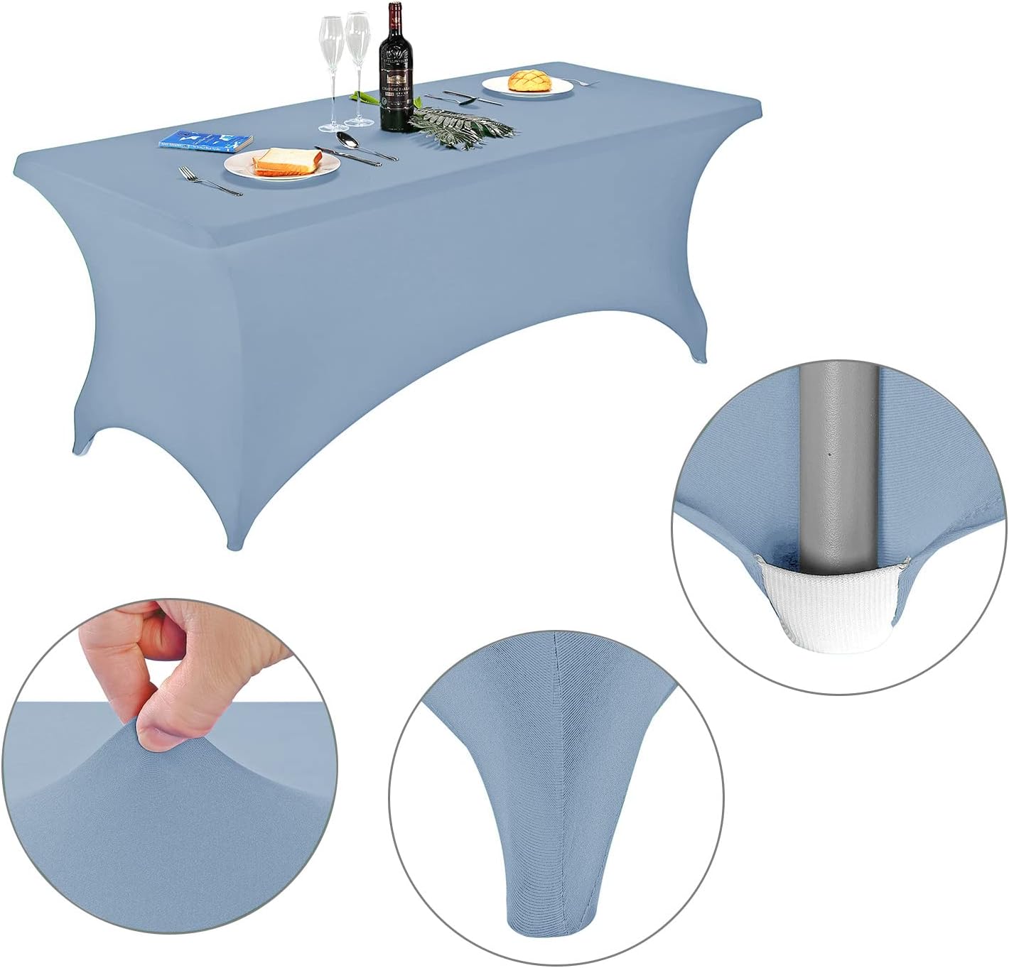 LZY Spandex Fitted Stretch Table Cover for 6 ft or 4ft or 8ft Folding Table, Rectangular Cocktail Tablecloth, Perfect for Party or Banquet