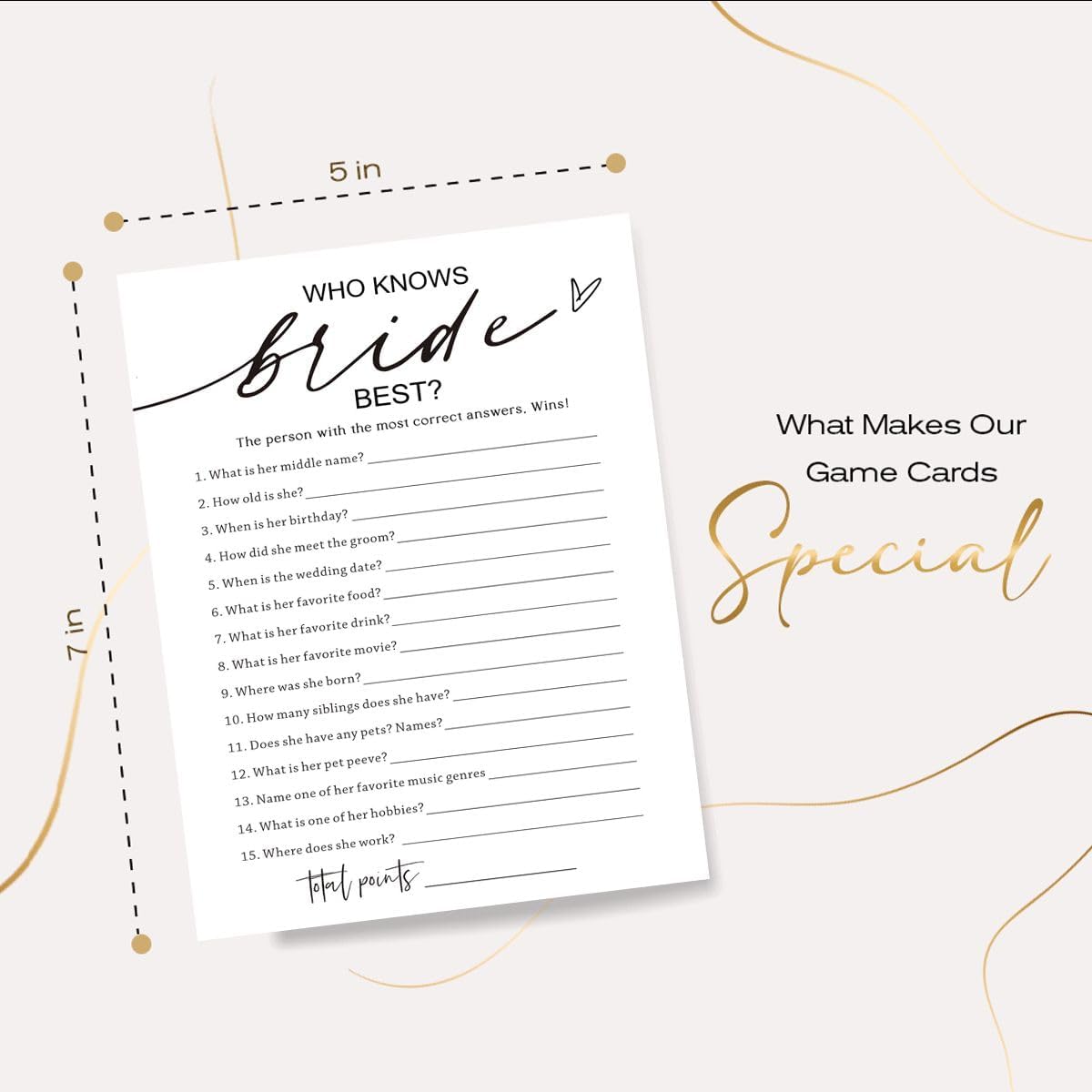 Who Knows The Bride Best Shower Game | 25 Ready-to-Play Minimalist White Quiz Cards | Fun Icebreaker for Bridal & Engagement Parties, Interactive Guest Activity - A03