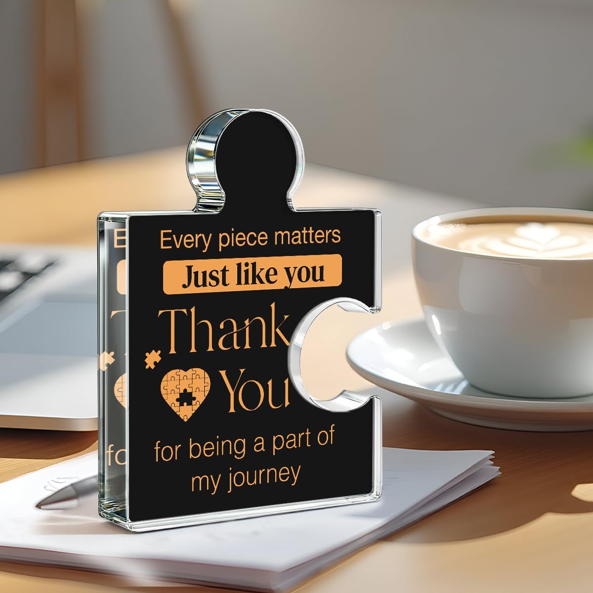 Thank You Gifts for Coworkers Appreciation Gift Retirement Gifts for Colleagues Employees Boss, Every Piece Matters Just Like You Acrylic Puzzle Piece Plaque Office Decor, Black