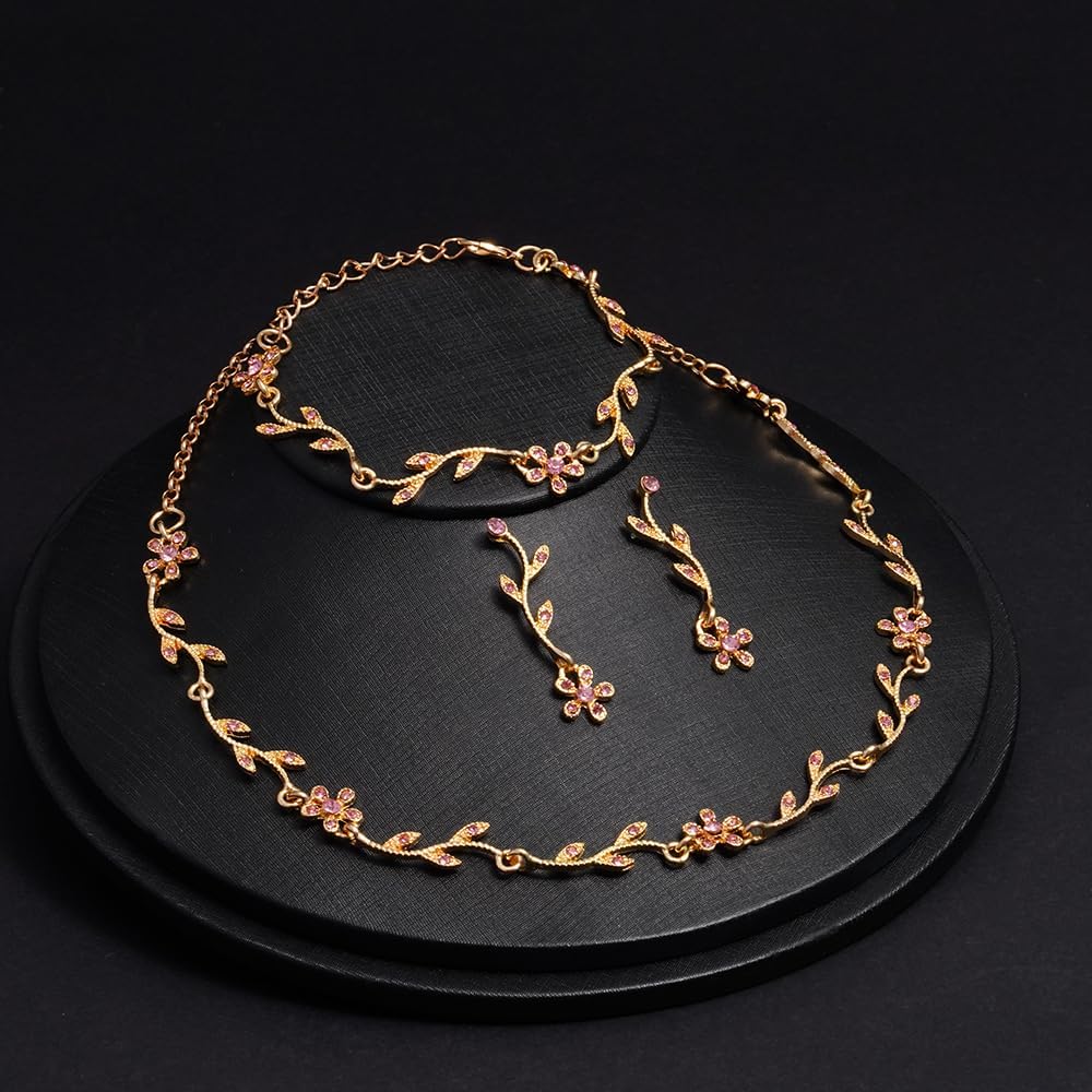 Crystal Necklace Earrings Bracelet Bridal Wedding Jewelry Set Rhinestone Choker Necklace For Brides Bridesmaid