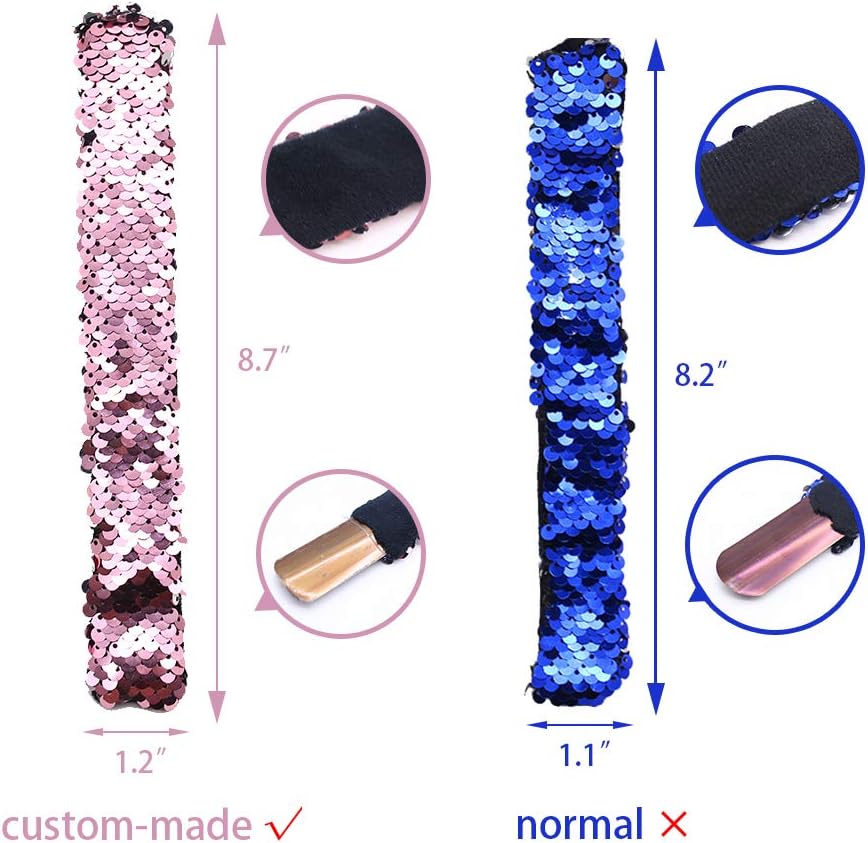 VGOODALL 24pcs Slap Bracelet,Kids Squin Bracelet Mermaid Bracelet Flip Wristband Bracelet Kids Birthday Party Favors Supplies