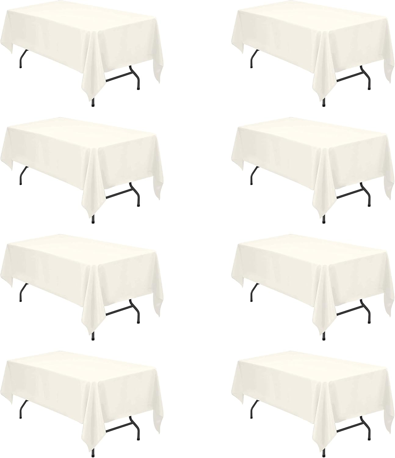 BRILLMAX 8 Pack Ivory Tablecloths for 6 Foot Rectangle Tables 60 x 102 Inch - 6ft Rectangular Bulk Linen Polyester Fabric Washable Cloth Cover for Wedding Reception Banquet Birthday Party