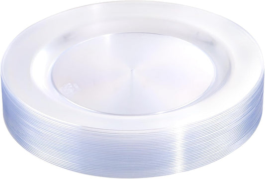 bUCLA 30PCS Clear Plastic Dinner Plates Disposable - 10.25" Heavy Duty Clear Plastic Plates for Party & Wedding