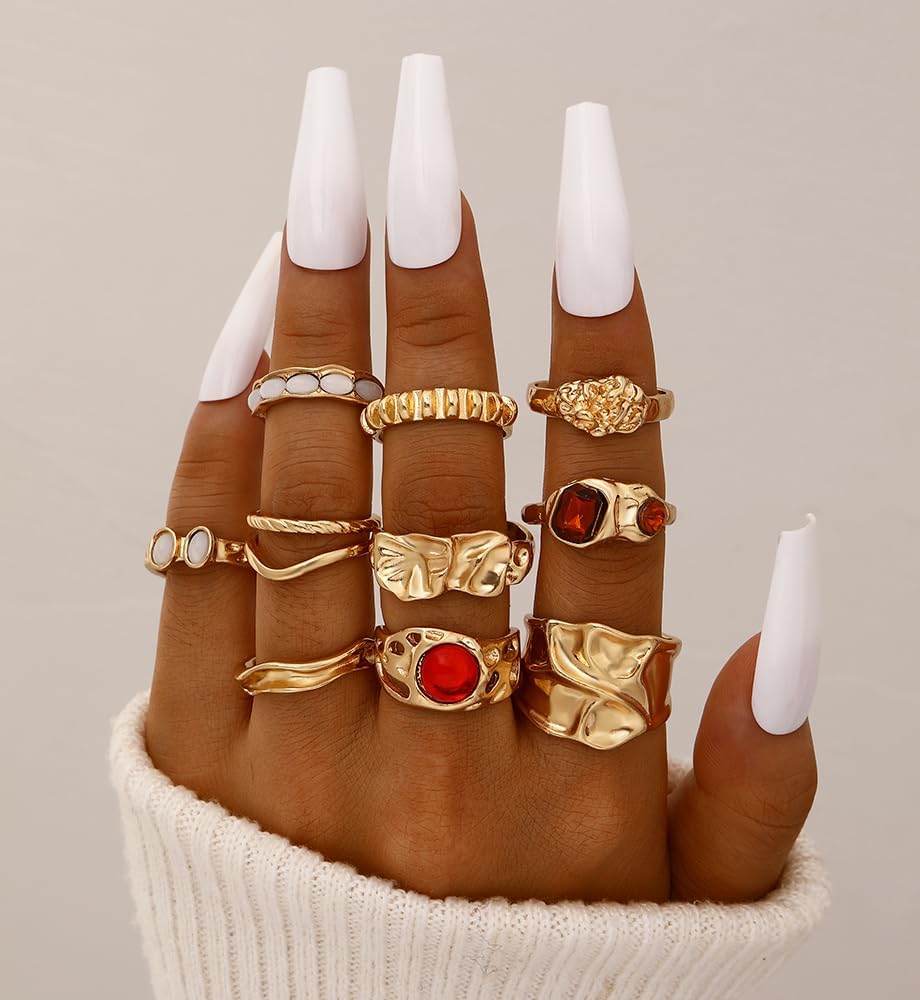 iF YOU 25 Pcs Gold Knuckle Ring Set for Women, Chunky Stackable Finger Midi Rings, Silver Simple Stacking Cute Rings Pack Trendy Stuff Jewelry Gift