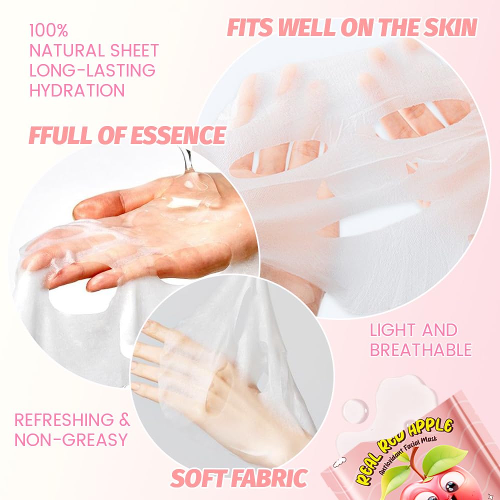 Kaely 12 Pack Fruit Face Masks for Kids, Kids Face Mask Spa Day Kit Supplies, Spa Party Favors for Teens Girls Women, Sheet Facial Mask Skincare Gifts Set, Moisturize Soothe for All Skin Types, 03