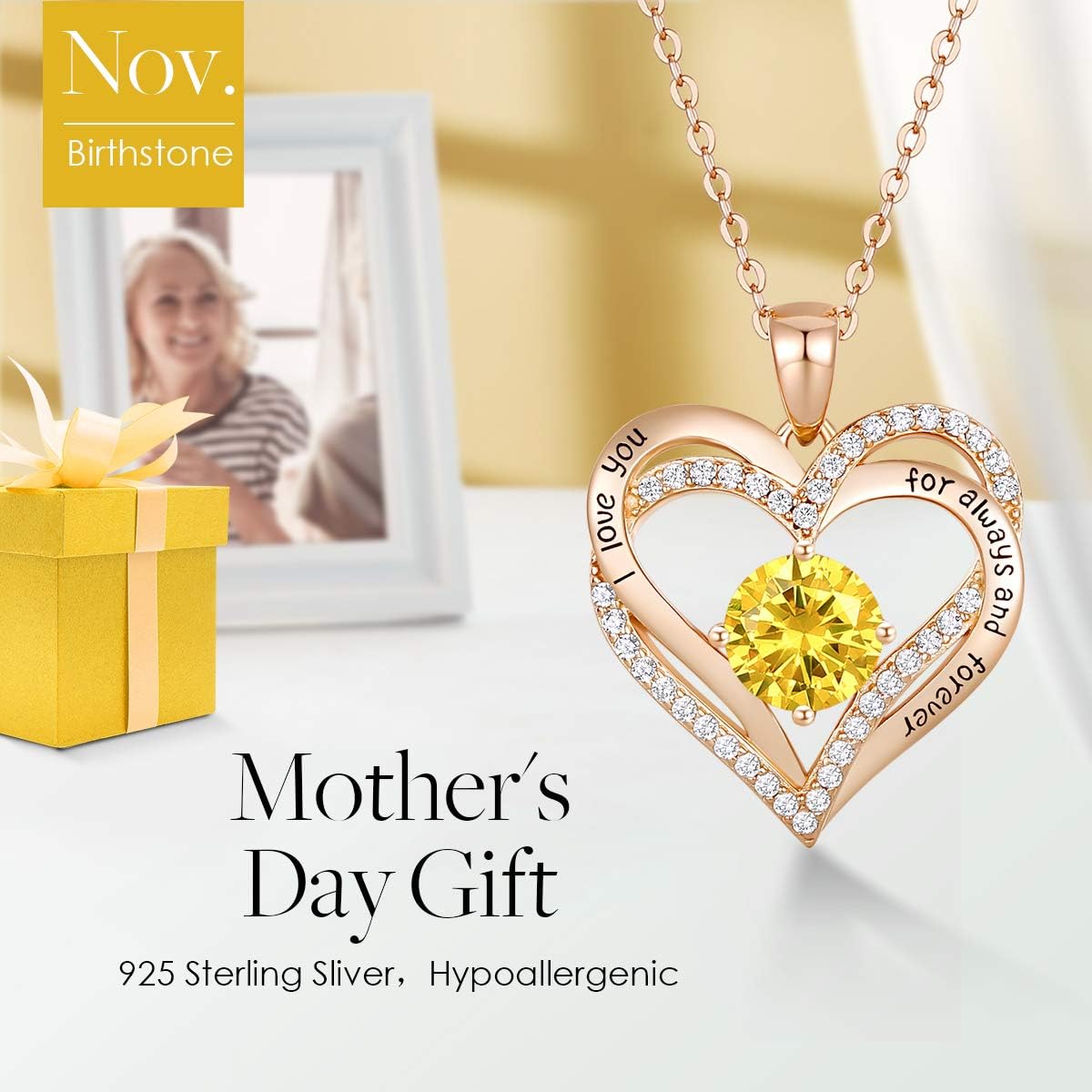 CDE Forever Love Heart Necklaces for Women, Wedding Anniversary, Birthday Mothers Day Christmas Day Gifts for Mom, Mother, Wife, friend, S925 Silver Jewelry with Birthstone Pendant