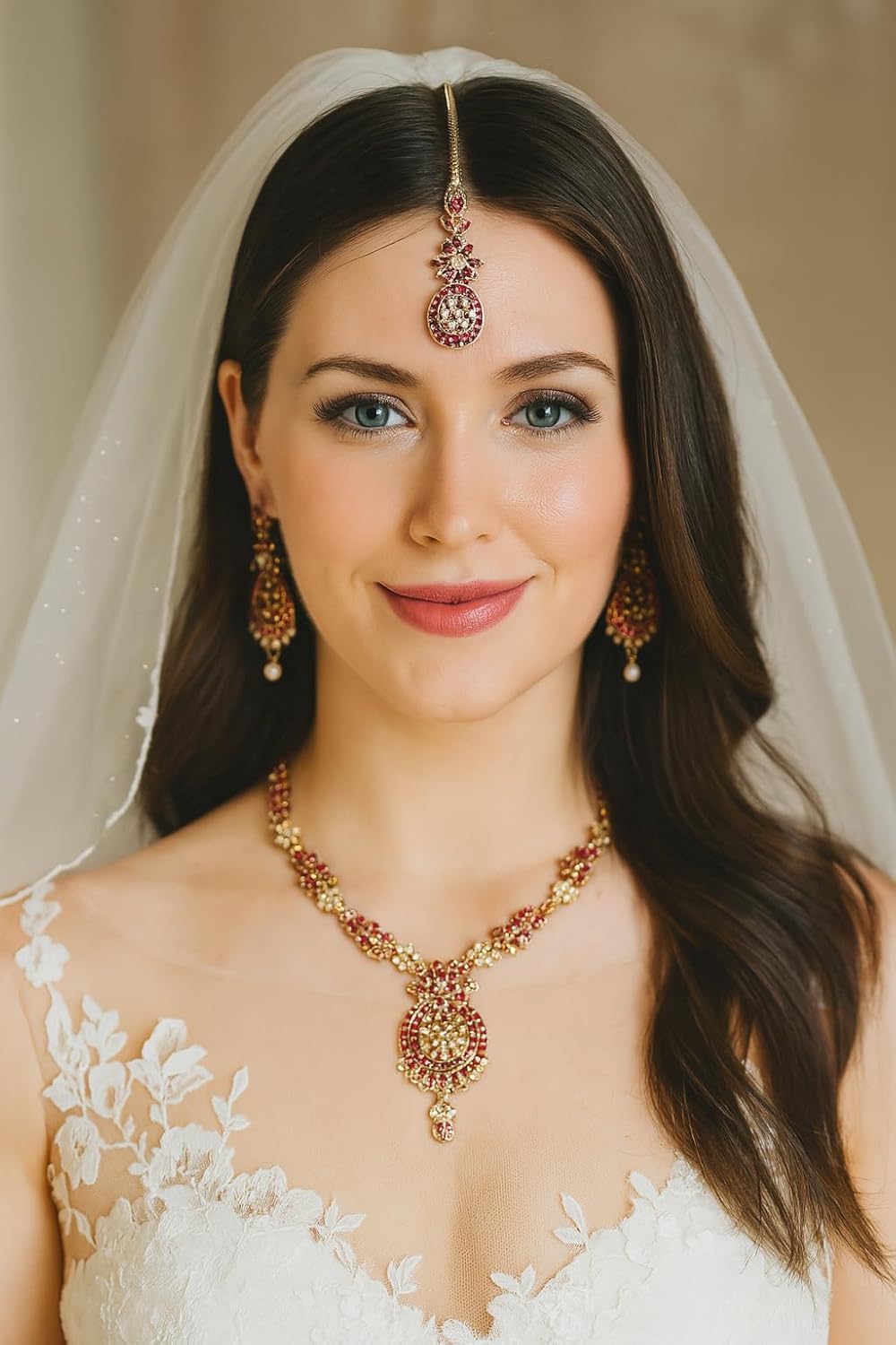 Touchstone Indian jewelry sets for women maang tikka wedding guest gold necklace bollywood jewellery set pageant elegant prom bride accessories western crystal chunky rhinestone necklaces