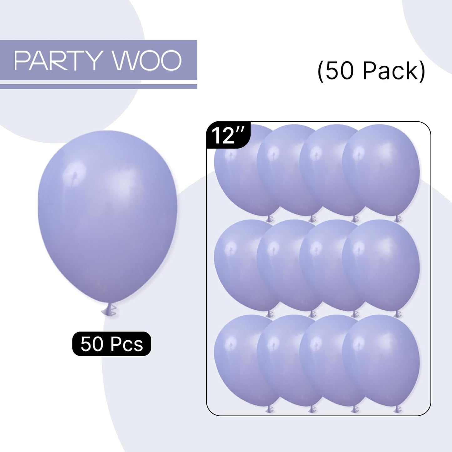 PartyWoo Dusty Blue Purple Balloons 50 pcs 12 Inch Periwinkle Lavender Latex Helium Balloons for Graduation Baby Shower Gender Reveal Wedding Butterfly Birthday Party Decorations Blue-F49