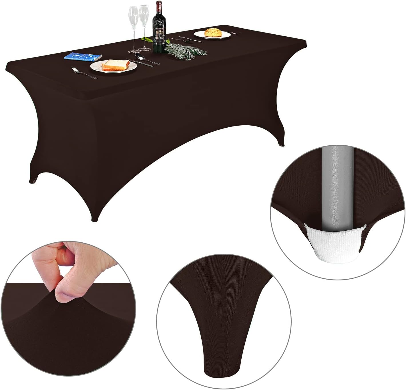 LZY Spandex Fitted Stretch Table Cover for 6 ft or 4ft or 8ft Folding Table, Rectangular Cocktail Tablecloth, Perfect for Party or Banquet