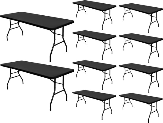 10 Pack Picnic Table Cover Elastic Fitted Tablecloths for 6 Foot Rectangle Tables Waterproof Stretch Washable Patio Folding Outdoor Spandex Table Cloth for Camping Banquet and Parties (Grey,30" x 72")