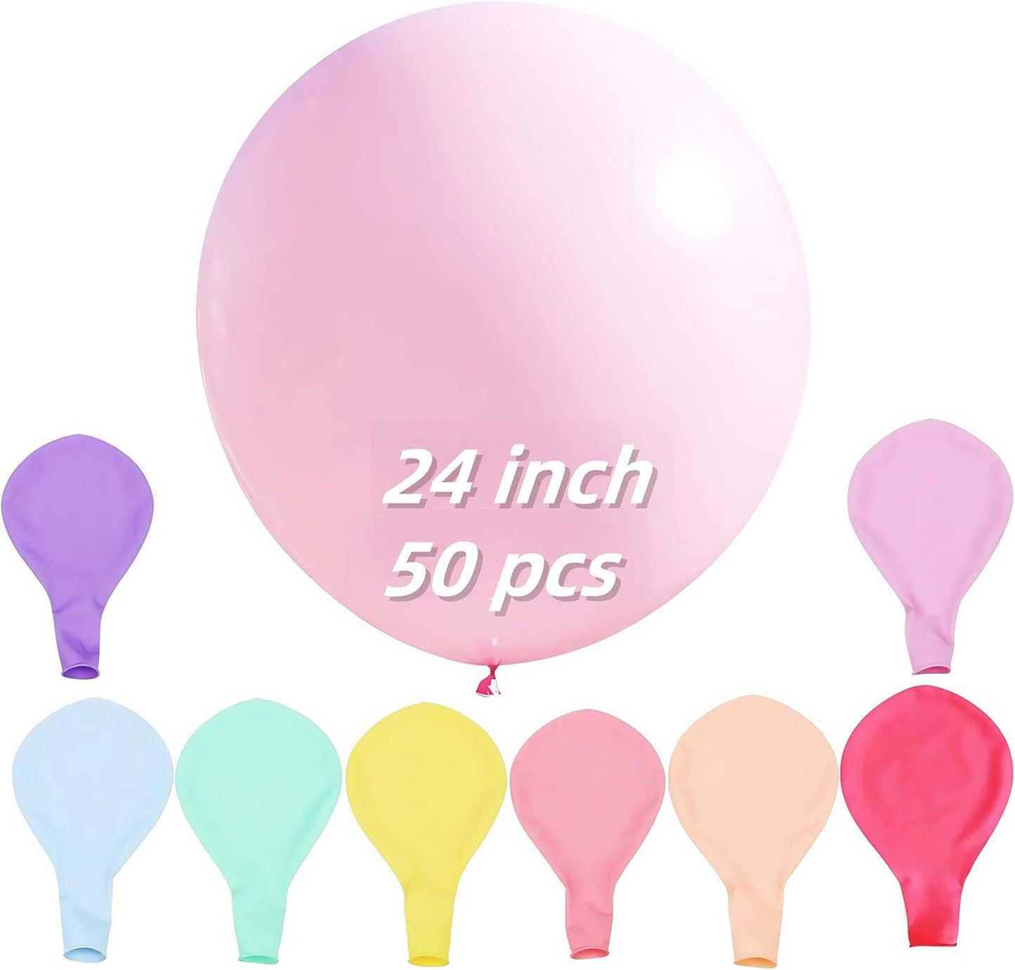 50 Pack Pastel Balloons 24 inch Multicolor Macaron Balloon for Valentine's Day Girls Birthday Baby Shower Easter Party Decoration