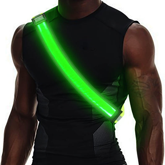 LED Reflective Running Gear,High Visibility Reflective Belt Sash with Safety Light,USB Rechargeable Adjustable Size Night Accessories for Night Outdoor Running