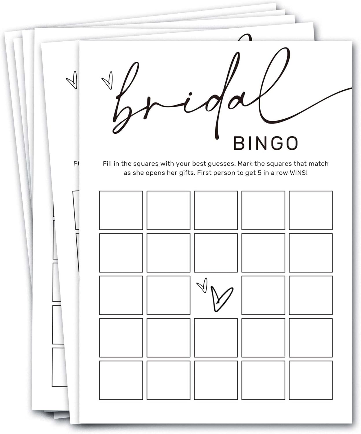 Bridal Shower Bingo, What Will The Bride to Be Receive, 25Pcs Bridal Bingo Game Cards, Engagement Party Games for Guests, Minimalist White Wedding Party Supplies - A18