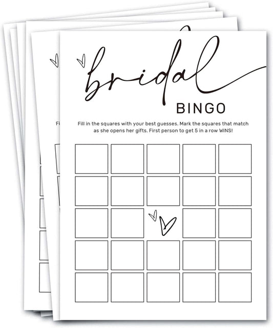 Bridal Shower Bingo, What Will The Bride to Be Receive, 25Pcs Bridal Bingo Game Cards, Engagement Party Games for Guests, Minimalist White Wedding Party Supplies - A18