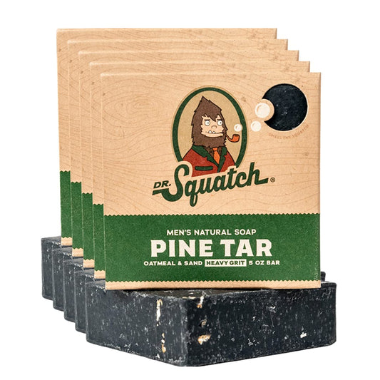 Dr. Squatch Natural Bar Soap for Men - Cold Process Soap with No Harsh Chemicals - Pine Tar (5 oz, 5-Pack)