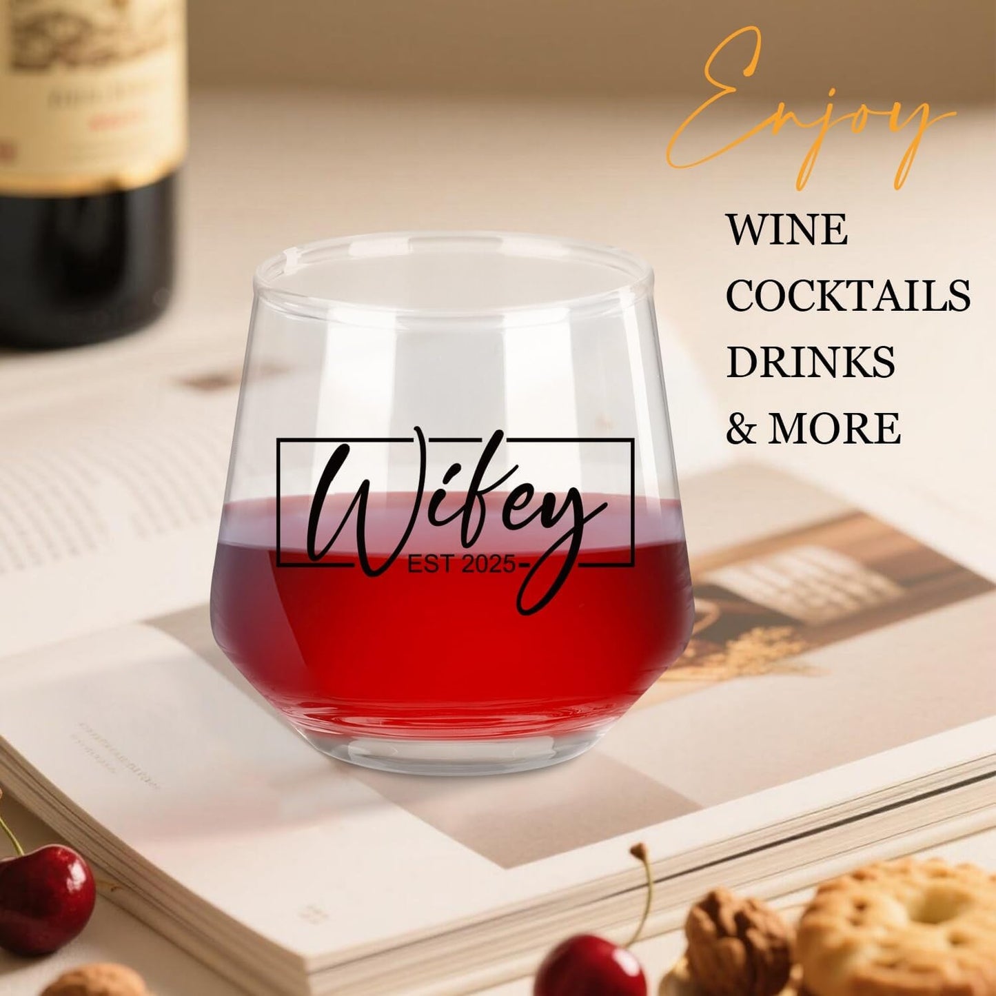 Ithmahco Wedding Gifts for Couples, Hubby & Wifey EST 2025 Wedding Glass Sets, Bridal Shower Gifts for Bride and Groom, Mr and Mrs Gift，Newly-Married Anniversary for Him/Her