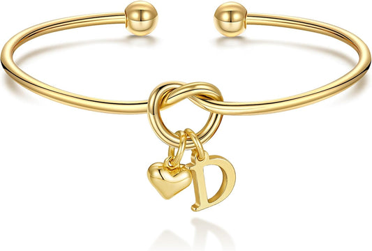 M MOOHAM Christmas Gifts for Women Teen Girls - Knot Initial Bracelets for Women, Bridesmaid Gifts Bridesmaids Proposal Gift Dainty Knot Letter A-Z Heart Initial Bracelet Jewelry Friendship Bracelets