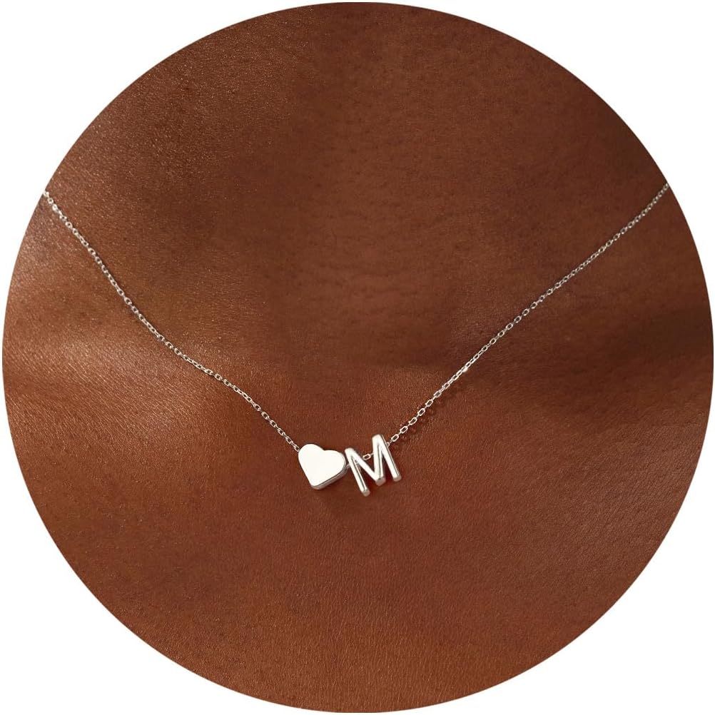 Turandoss Heart Initial Necklace for Women Teen Girls - 18K Gold Plated Letter A-Z Pendant Necklace Dainty Heart Necklaces Tiny Initial Necklaces Birthday Gifts for Women Jewelry