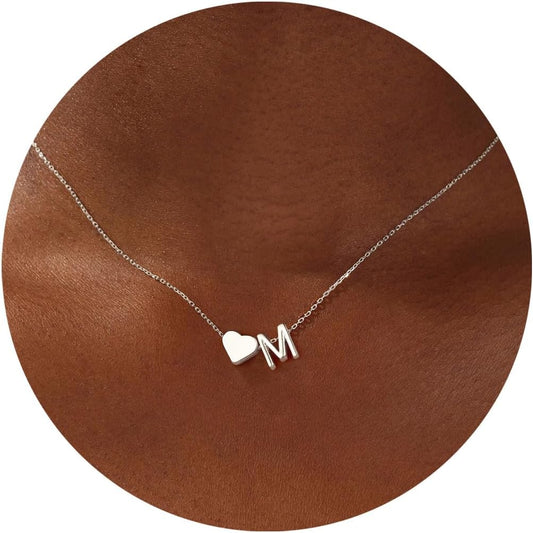 Turandoss Heart Initial Necklace for Women Teen Girls - 18K Gold Plated Letter A-Z Pendant Necklace Dainty Heart Necklaces Tiny Initial Necklaces Birthday Gifts for Women Jewelry