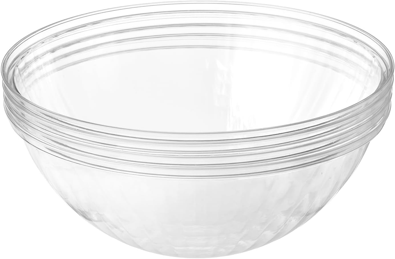 Prestee Clear Plastic Serving Bowls, 150 Oz 4 Pack - Round Large Disposable Bowls, Punch Bowl, Party, Chip Bowl Containers - Candy, Salads, Parties, and Serving Food - Large Salad Dish for Eating