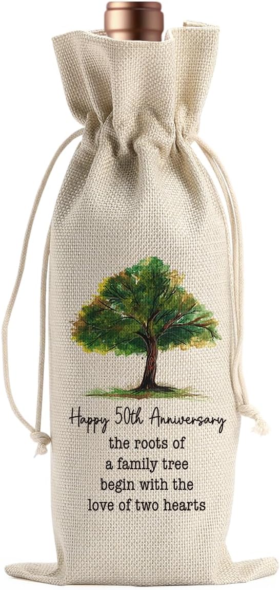 Gifts for 50th Anniversary for Couple Parents Husband Wife Vow Renewal Golden Wedding Anniversary Wine Gift Bag