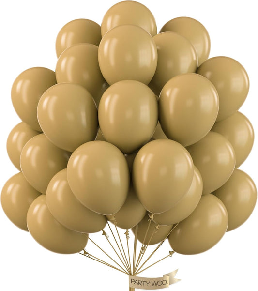 PartyWoo Tan Balloons 50 pcs 12 Inch Light Brown Neutral Boho Coffee Balloons for Wedding Baby Shower Gender Reveal Graduation Safari Woodland Birthday Party Decorations Tan-F19