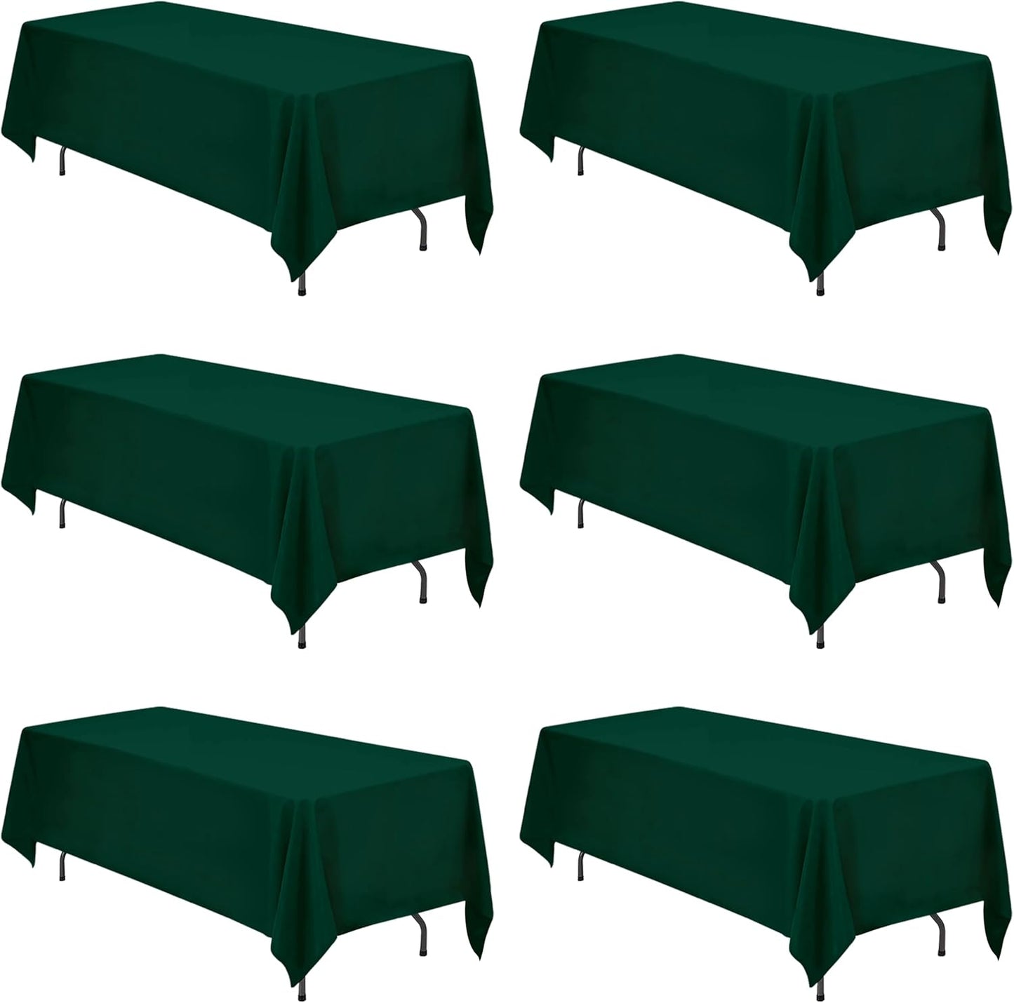 BRILLMAX 6 Pack Hunter Green Tablecloths 70 x 120 Inch for 6ft or 8ft Rectangle Tables - Rectangular Bulk Linen Polyester Fabric Washable Cloth Cover for Wedding Reception Banquet Birthday Party