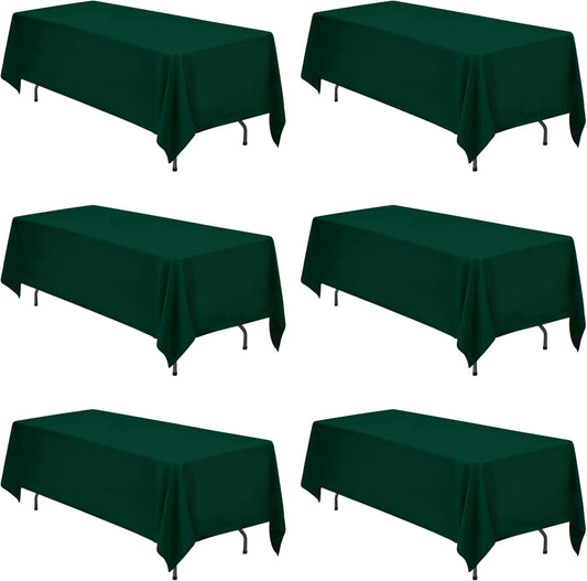 BRILLMAX 6 Pack Hunter Green Tablecloths 70 x 120 Inch for 6ft or 8ft Rectangle Tables - Rectangular Bulk Linen Polyester Fabric Washable Cloth Cover for Wedding Reception Banquet Birthday Party