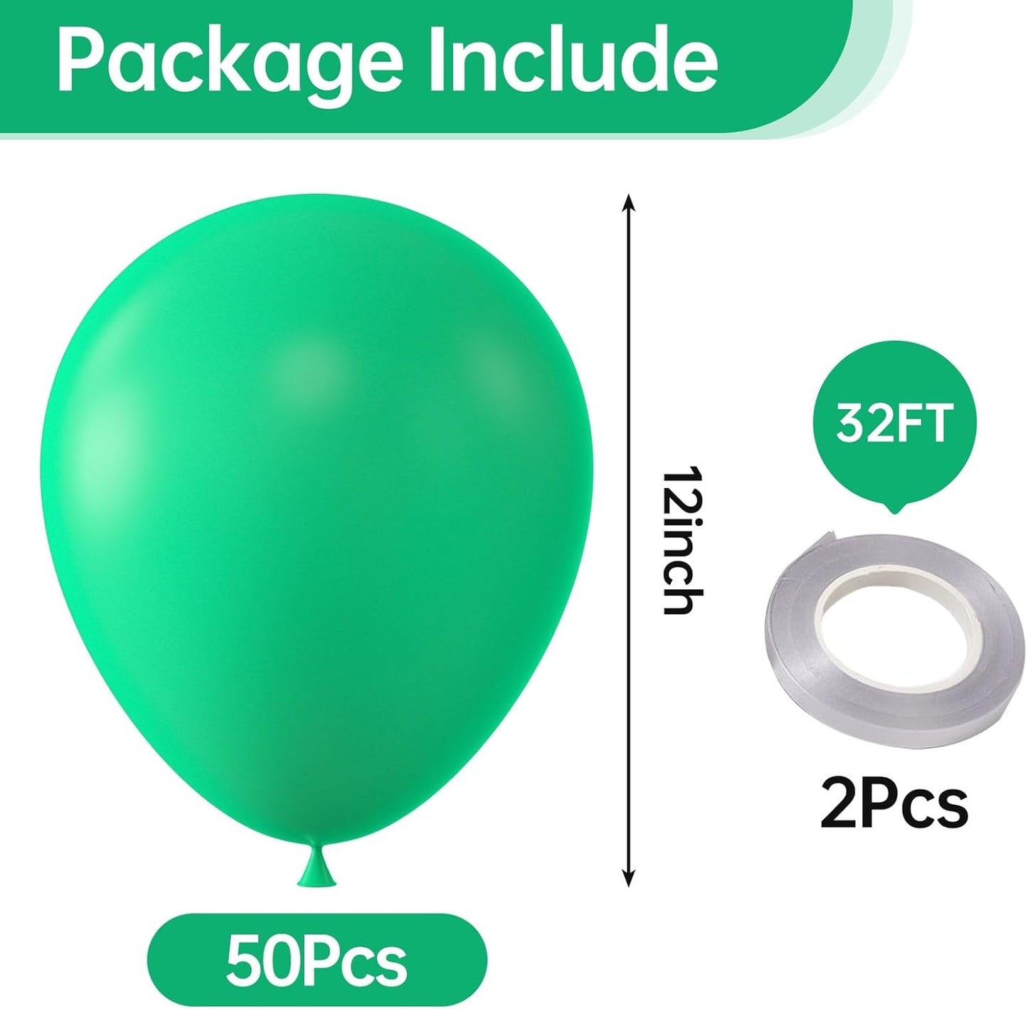 KALOR 12 Inch Light Green Balloons, 50 Pcs Latex Helium Balloons for Kid's Birthday Party, Baby Shower, Wedding, Graduate Party Decorations
