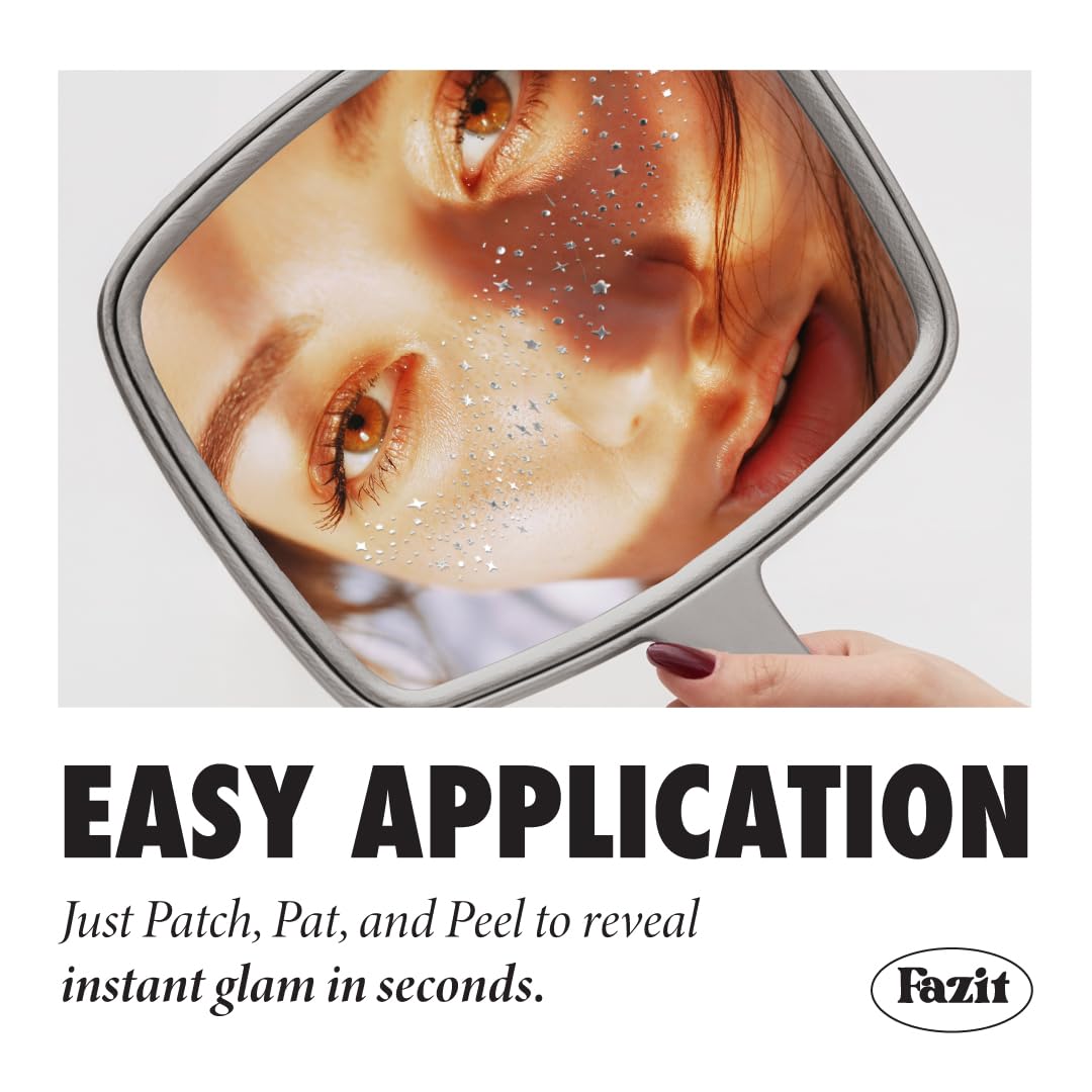 Fazit Makeup Patches - Silver Speckles - Glow Up Make-Up Patches - Cute Glitter Makeup Accessories for Women - Cosmetic Glitter for Face