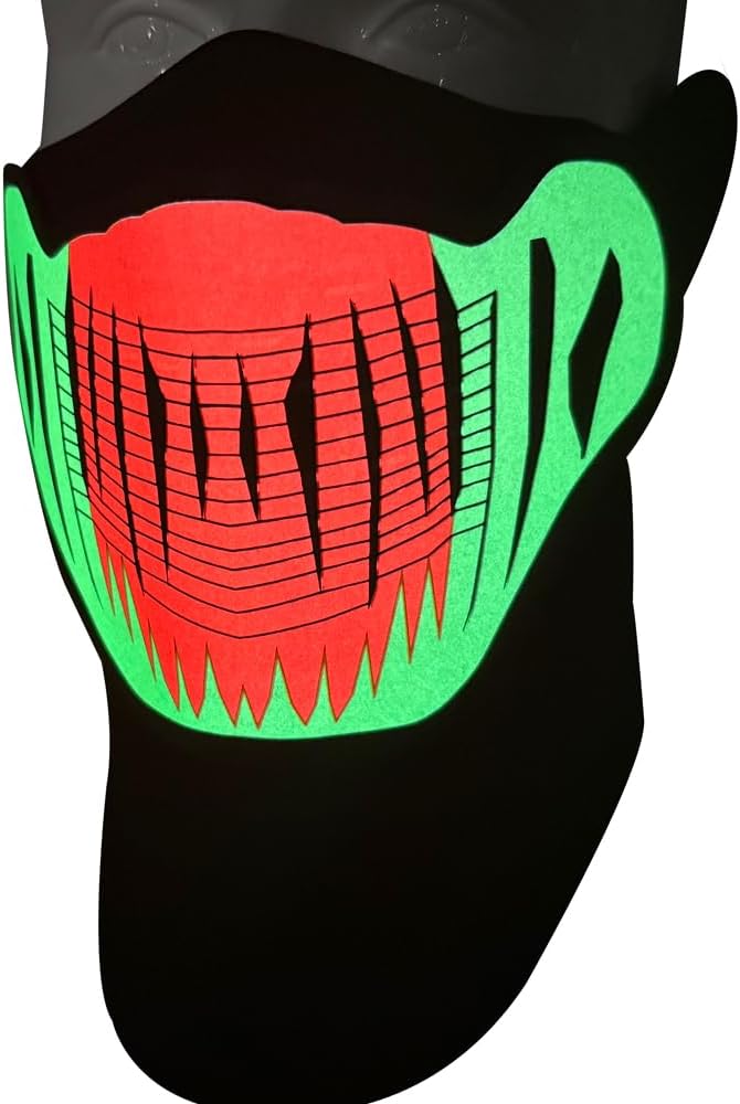 LED Halloween Mask Sound Reactive Light Up Mask Scary Masks for Costumes Cosplay,Music Party,Rave Events, EDC