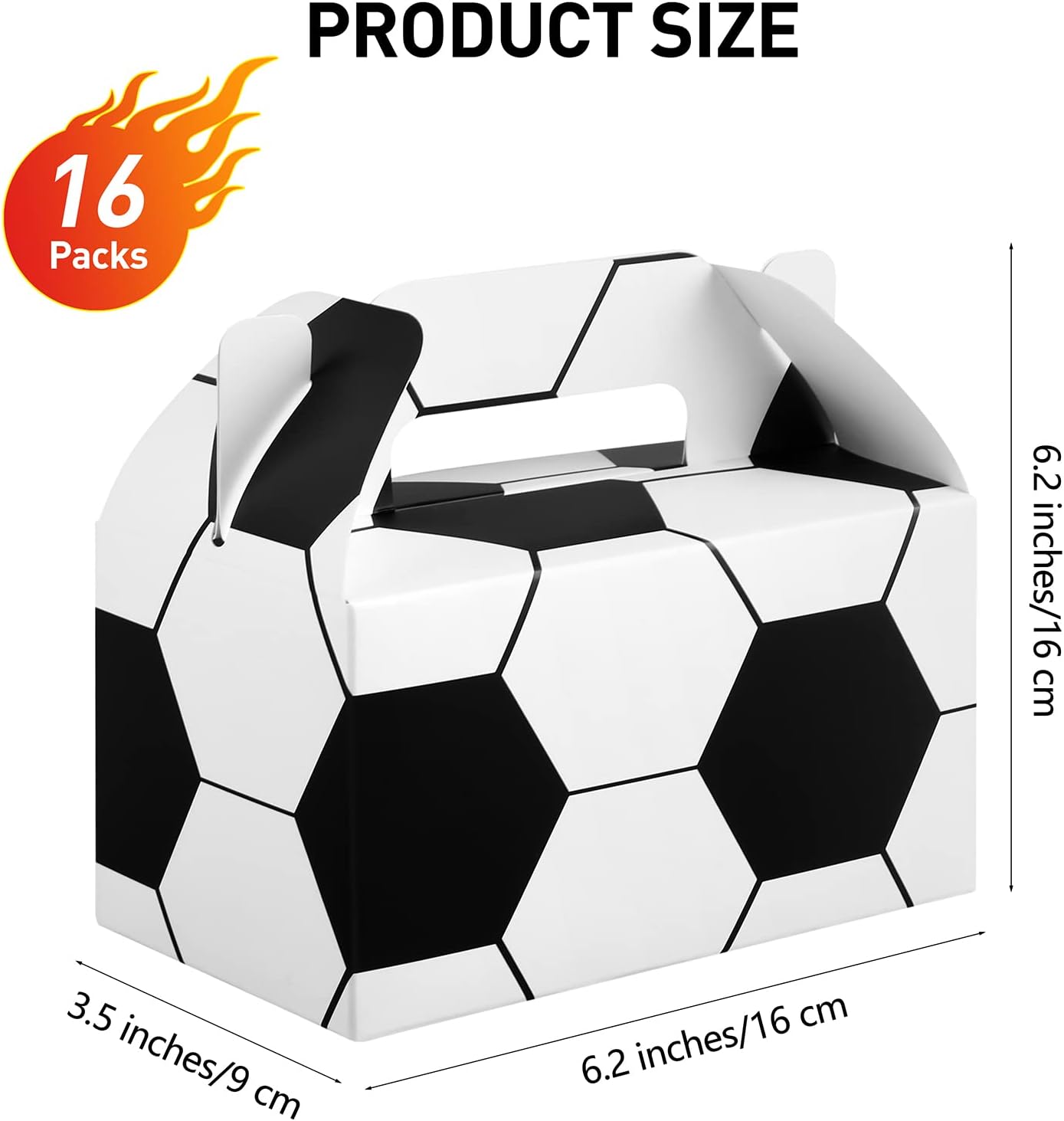 durony 16 Pack Soccer Treat Boxes Sports Party Supplies Soccer Party Favors Football Bags Candy Goodie Gift Boxes for Soccer Team Birthday Baby Shower Decorations 6.2 x 6.2 x 3.5 Inch