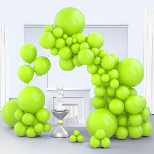 Lime Green Balloons, 150 pcs Different Sizes Pack of 18 Inch 12 Inch 10 Inch 5 Inch Yellowish Green Balloons for Balloon Garland Balloon Arch as Birthday Party Wedding Decorations