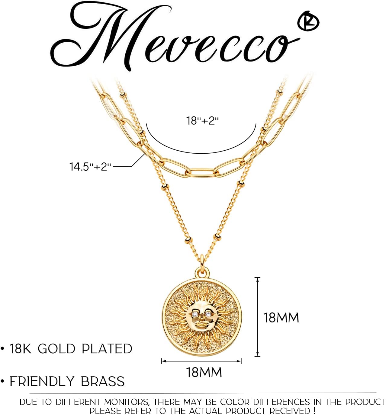 MEVECCO Layered Heart Necklace Pendant Handmade 18k Gold Plated Dainty Gold Choker Arrow Bar Layering Long Necklace for Women