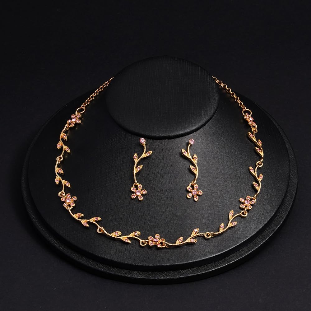 Crystal Necklace Earrings Bracelet Bridal Wedding Jewelry Set Rhinestone Choker Necklace For Brides Bridesmaid