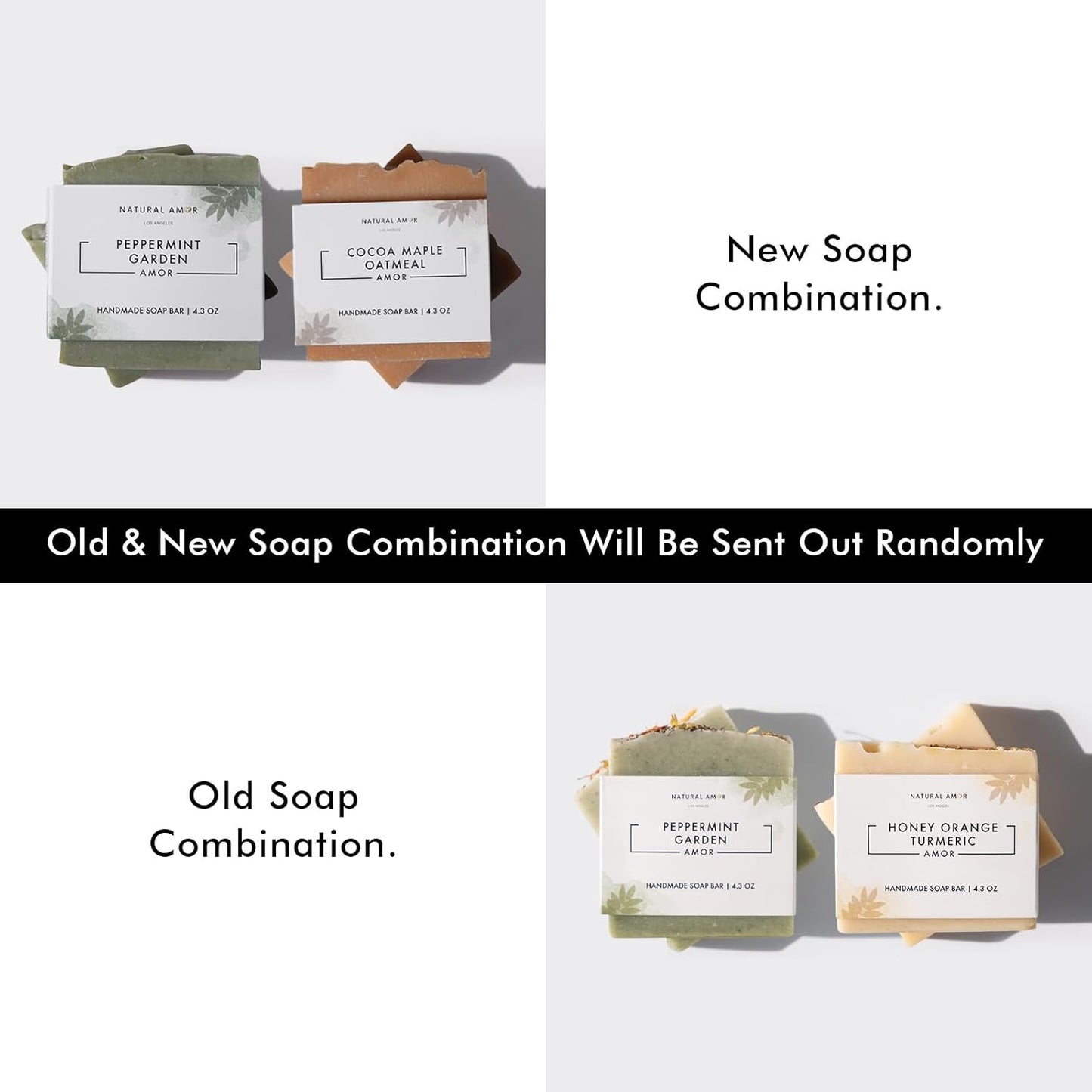 Natural Amor Handmade Soap Bar Gift Set 2pk with Soap Dish and Soap Saver, Scented with Essential Oils, Made with Natural Ingredients for All Skin Types